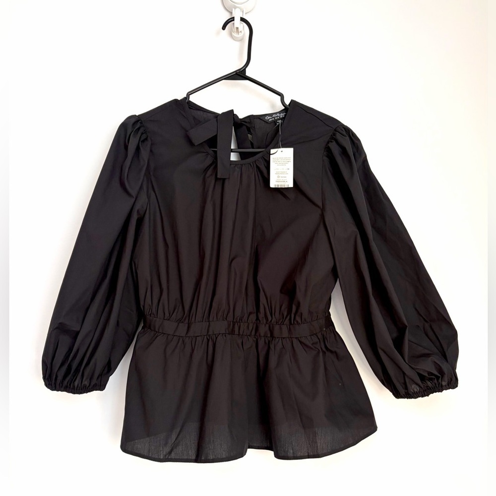 ⭐ 3 for $40 - Miss Selfridge - Black Puff Sleeve - Open Back - Size 10 - NWT